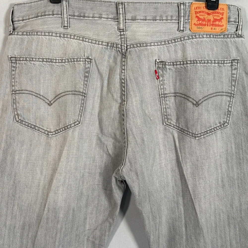 Levi's 505 Light Gray Wash Straight Leg Mens Jeans 40x30 (Act 39x29) Casual Work